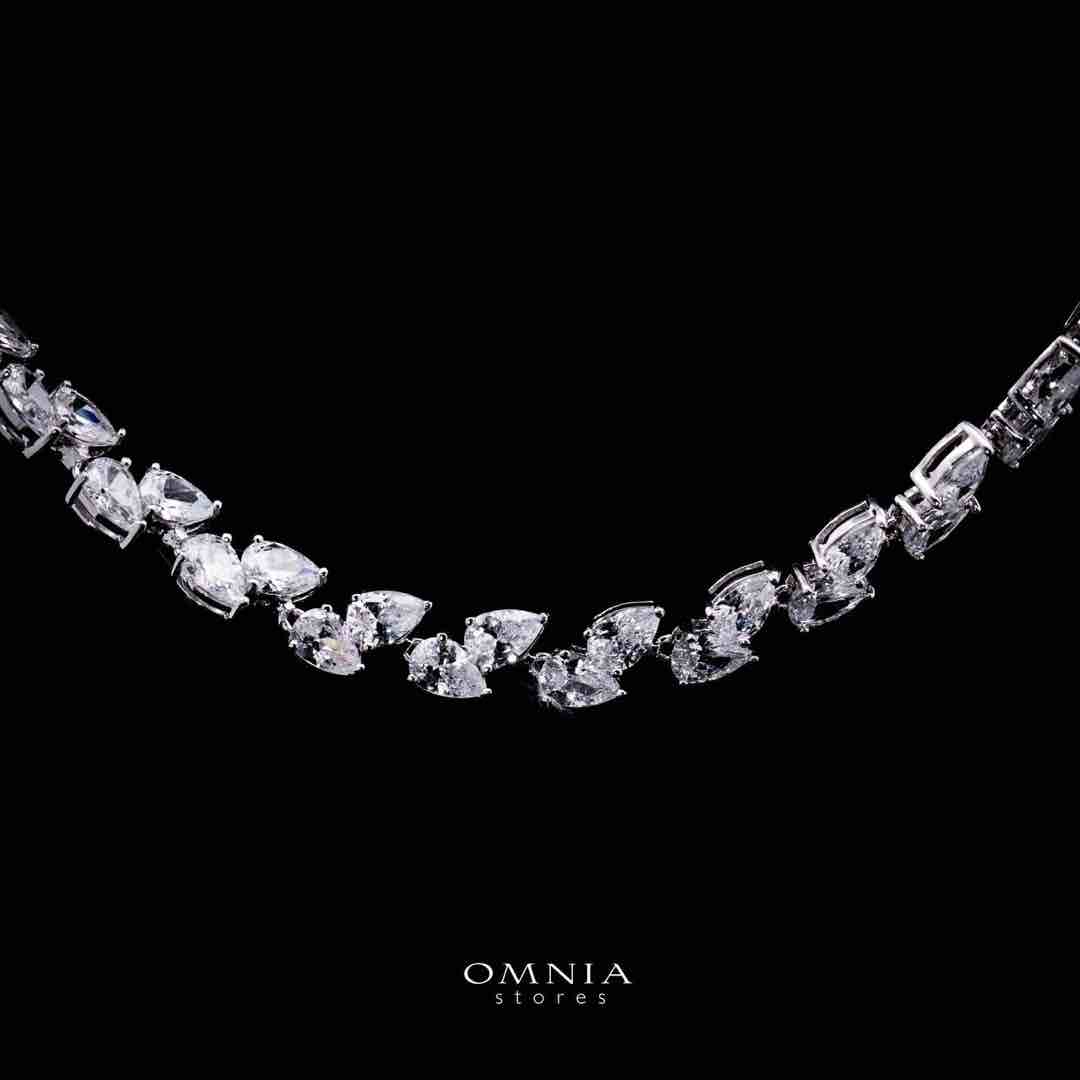 Omnia Naeema White Tennis Necklace, Earrings and Bracelet Set in 925 Silver with High Quality Simulated Diamonds