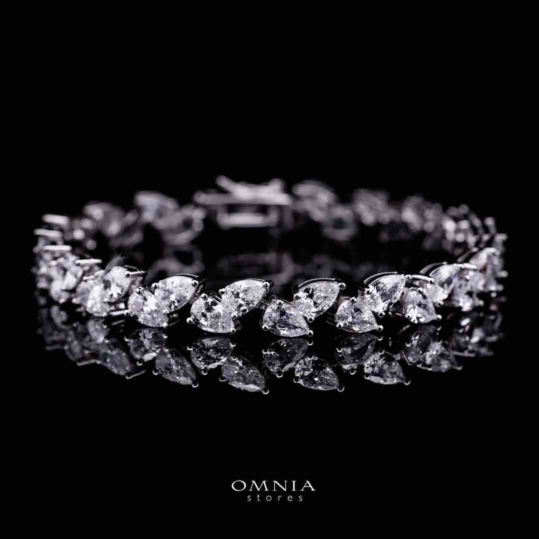 Omnia Naeema White Tennis Necklace, Earrings and Bracelet Set in 925 Silver with High Quality Simulated Diamonds