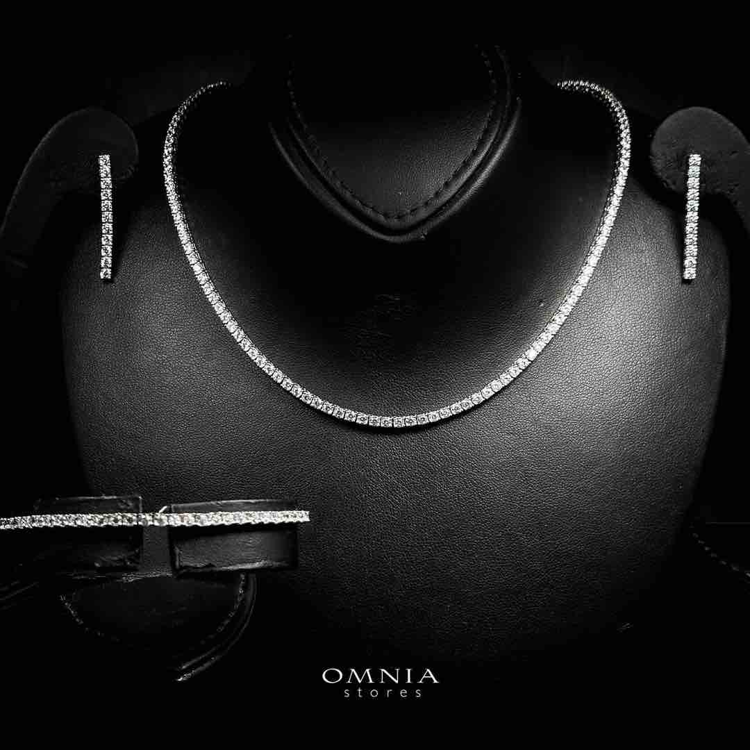 Omnia Raneeya White Tennis Necklace, Earrings and Bracelet Set in 925 Silver with High Quality Simulated Diamonds 2.5mm