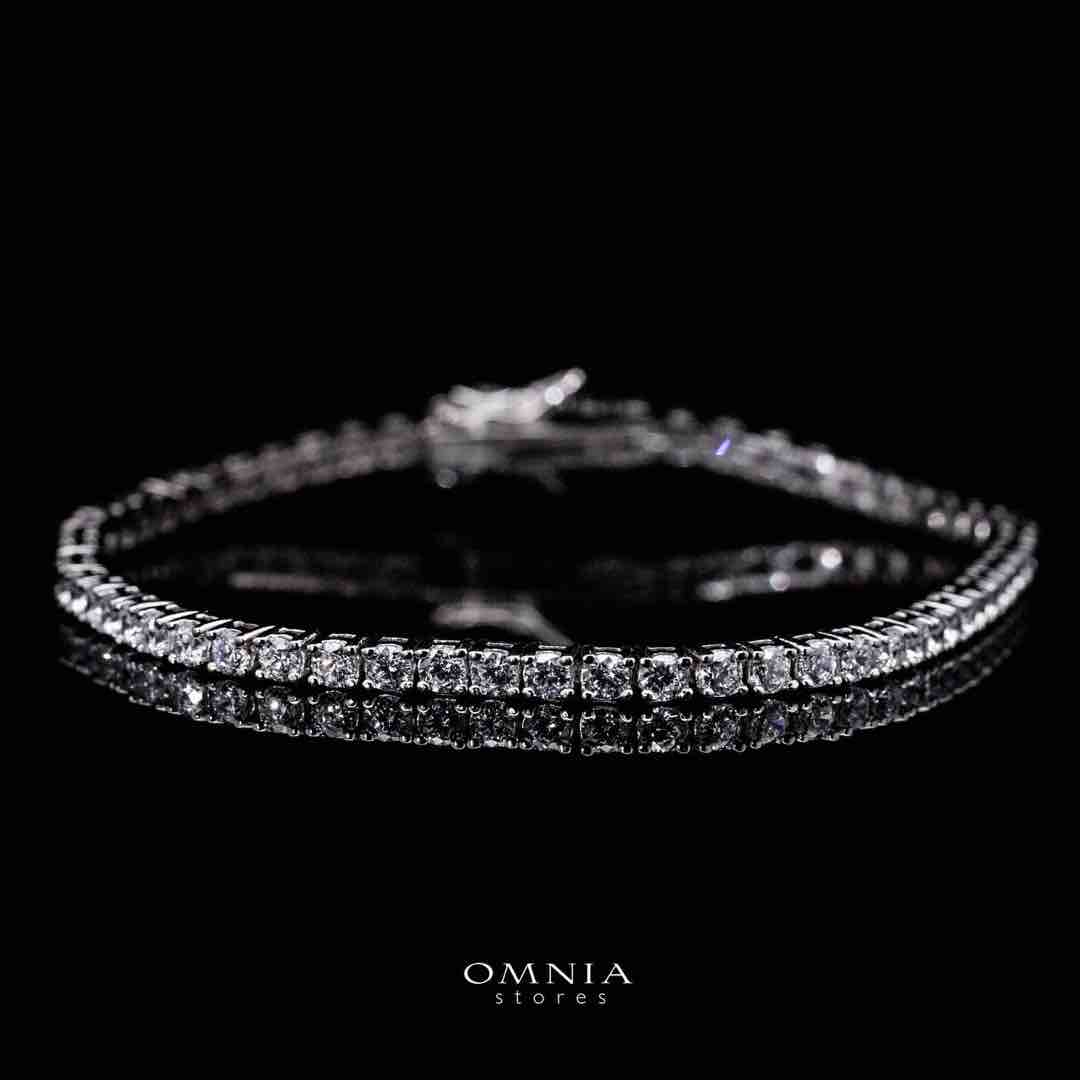 Omnia Raneeya White Tennis Necklace, Earrings and Bracelet Set in 925 Silver with High Quality Simulated Diamonds 2.5mm