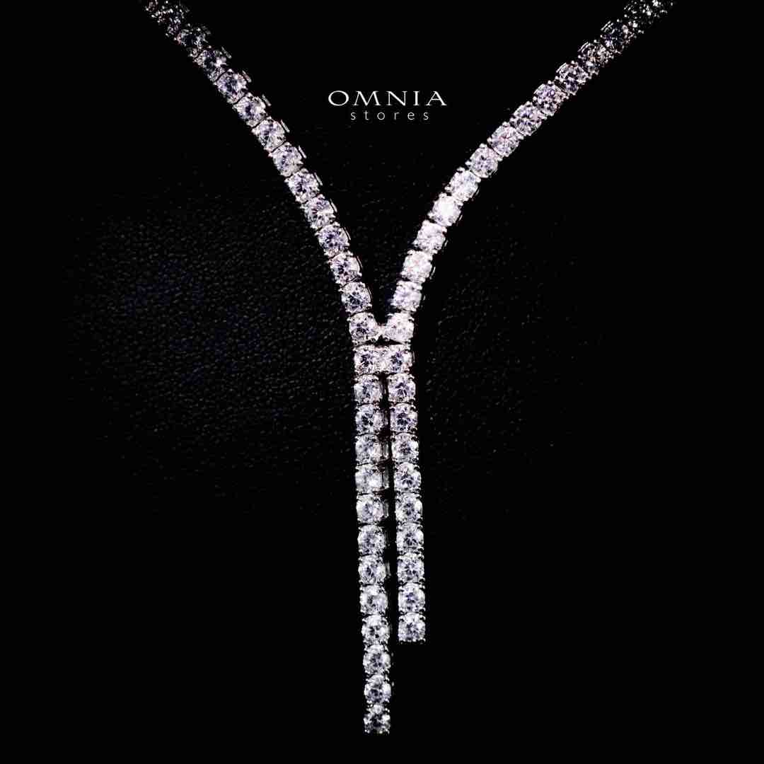 Omnia Ruwayda White Tennis Necklace, Earrings and Bracelet Set in 925 Silver with High Quality Simulated Diamonds 2.5mm