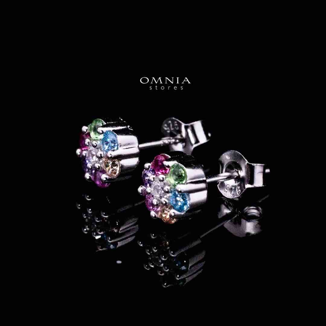 Omnia Zakiyaa Multi Color Tennis Necklace, Earrings and Bracelet Set in 925 Silver with High Quality Simulated Diamonds 2mm