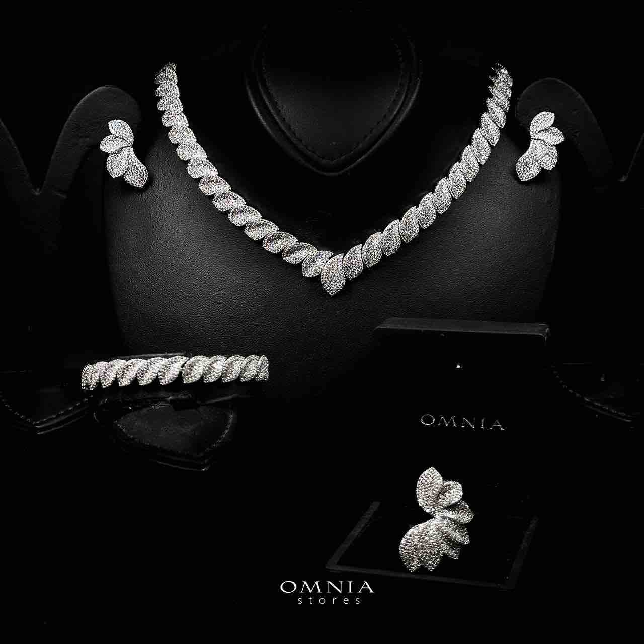Omnia Alaia Luxury White Bridal Full Set in High Quality Zircon Stone Rhodium Plated - OMNIASTORES UAE