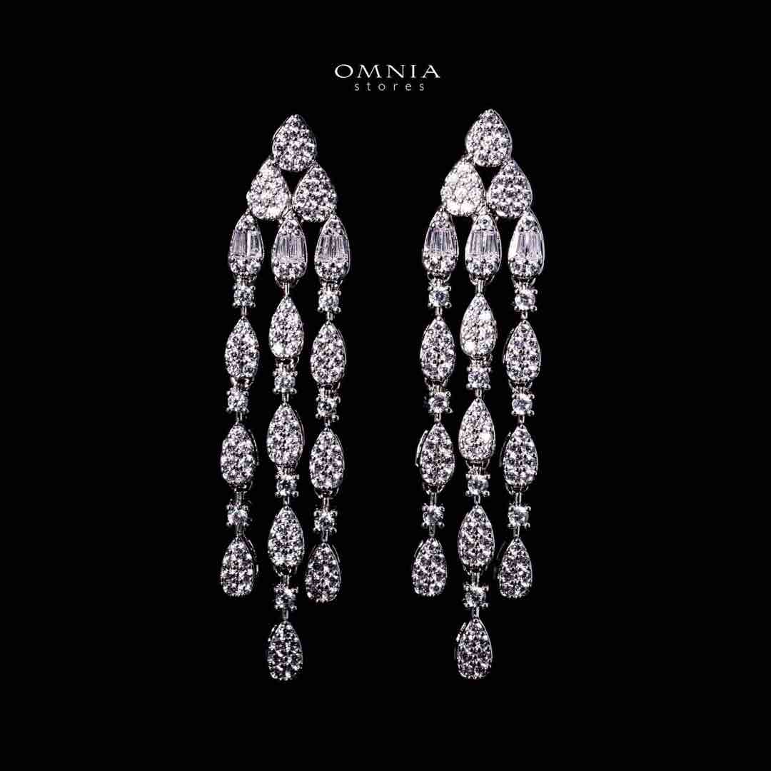 Omnia Samara Luxury White Bridal Full Set in High Quality Zircon Stone Rhodium Plated
