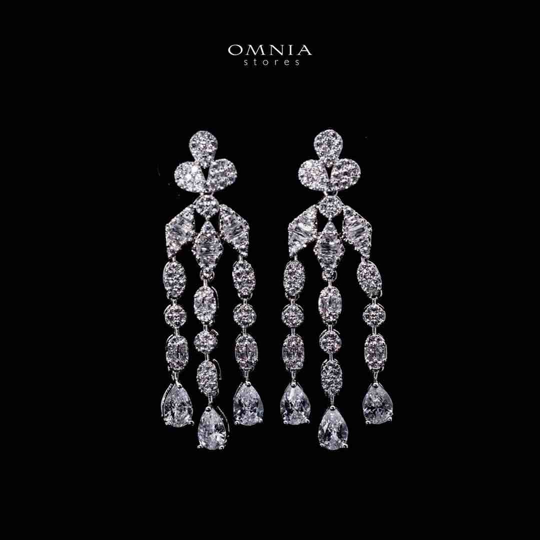 Omnia Zariyah Luxury White Necklace, Earrings and Ring Set in High Quality Zircon Stone Rhodium Plated