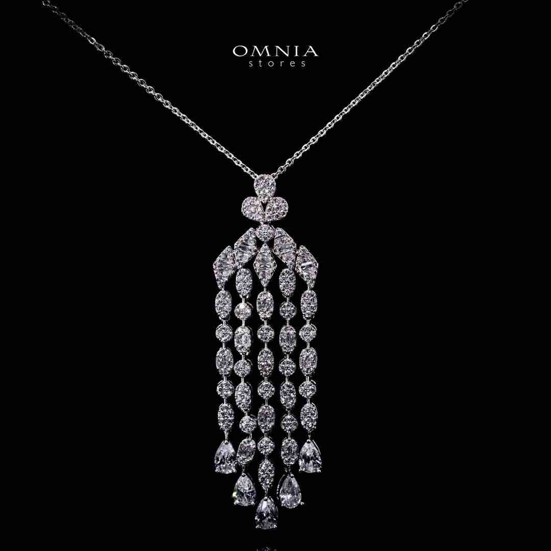 Omnia Zariyah Luxury White Necklace, Earrings and Ring Set in High Quality Zircon Stone Rhodium Plated