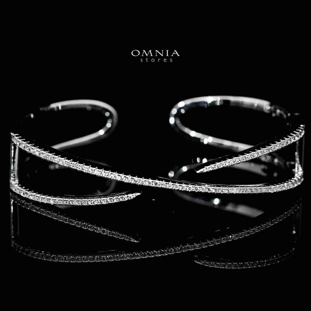 Omnia Zaniyah Luxury White Bracelet & RIng Set in High Quality Zircon Stone Rhodium Plated
