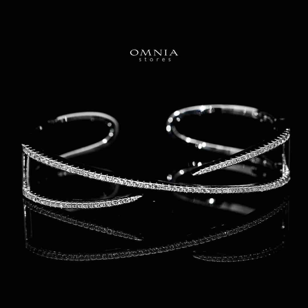 Omnia Zaniyah Luxury White Bracelet & RIng Set in High Quality Zircon Stone Rhodium Plated