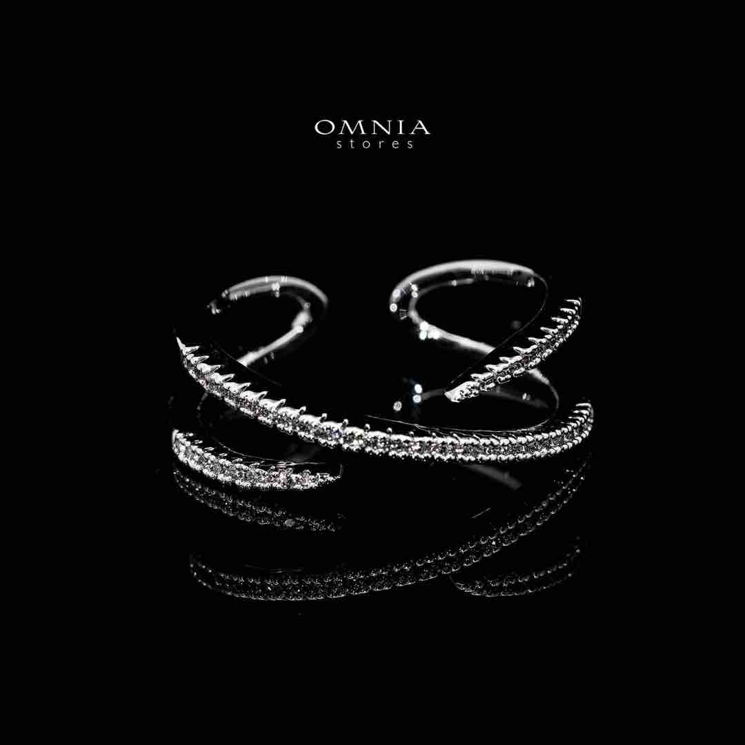 Omnia Zaniyah Luxury White Bracelet & RIng Set in High Quality Zircon Stone Rhodium Plated