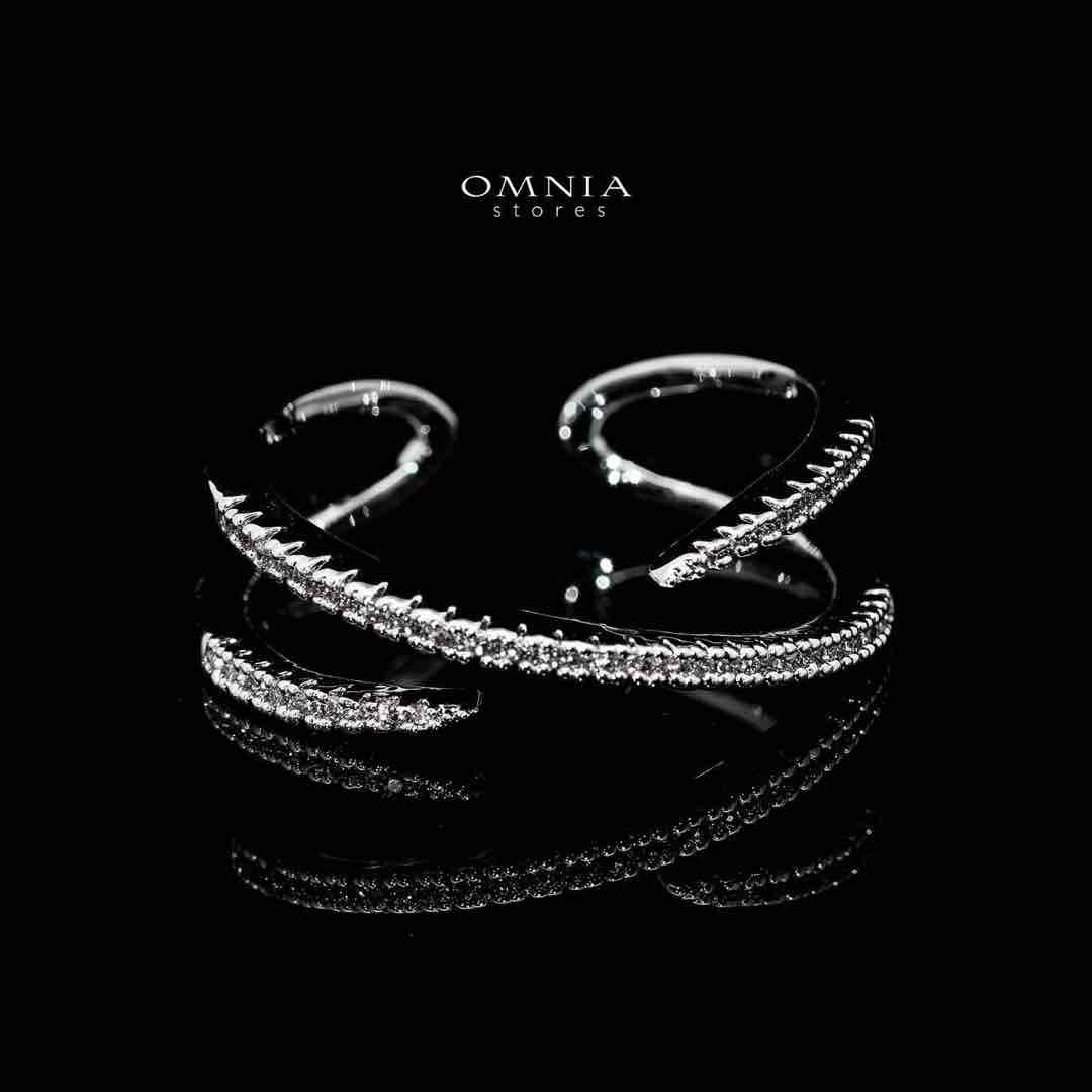 Omnia Zaniyah Luxury White Bracelet & RIng Set in High Quality Zircon Stone Rhodium Plated