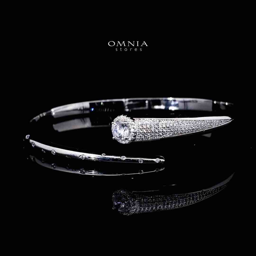 Omnia Soraya Luxury White Bracelet & RIng Set in High Quality Zircon Stone Rhodium Plated