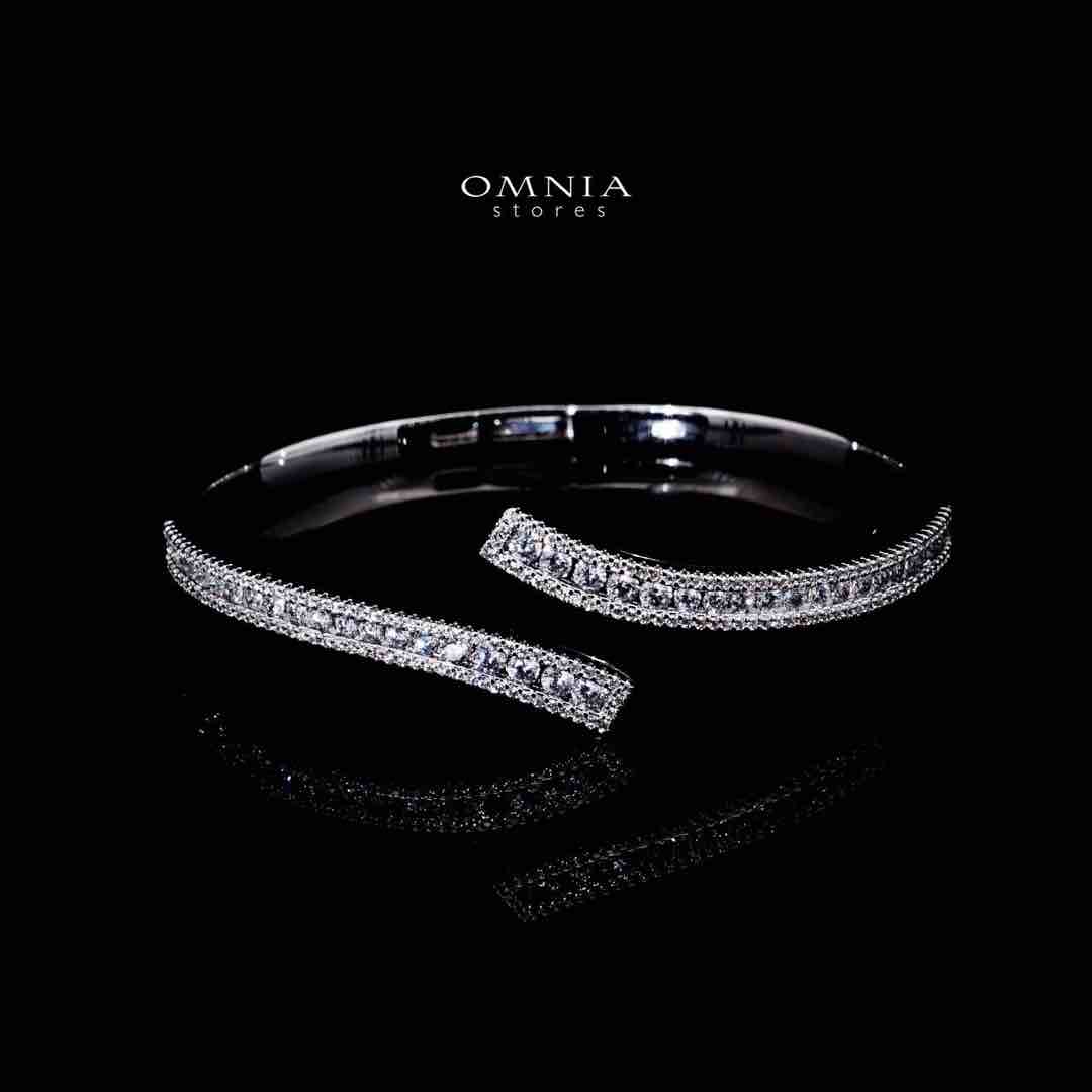 Omnia Aleia Luxury White Bracelet & RIng Set in High Quality Zircon Stone Rhodium Plated
