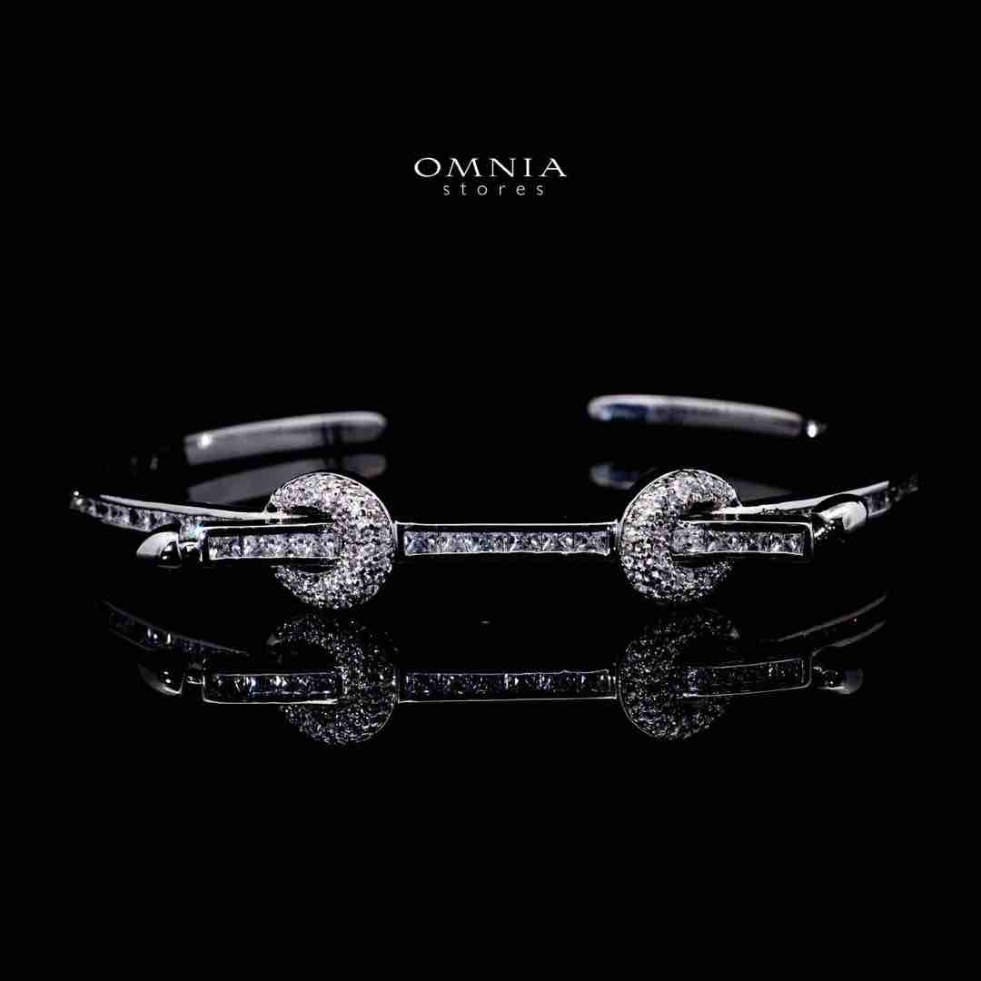 Omnia Zayla Luxury White Bracelet & RIng Set in High Quality Zircon Stone Rhodium Plated