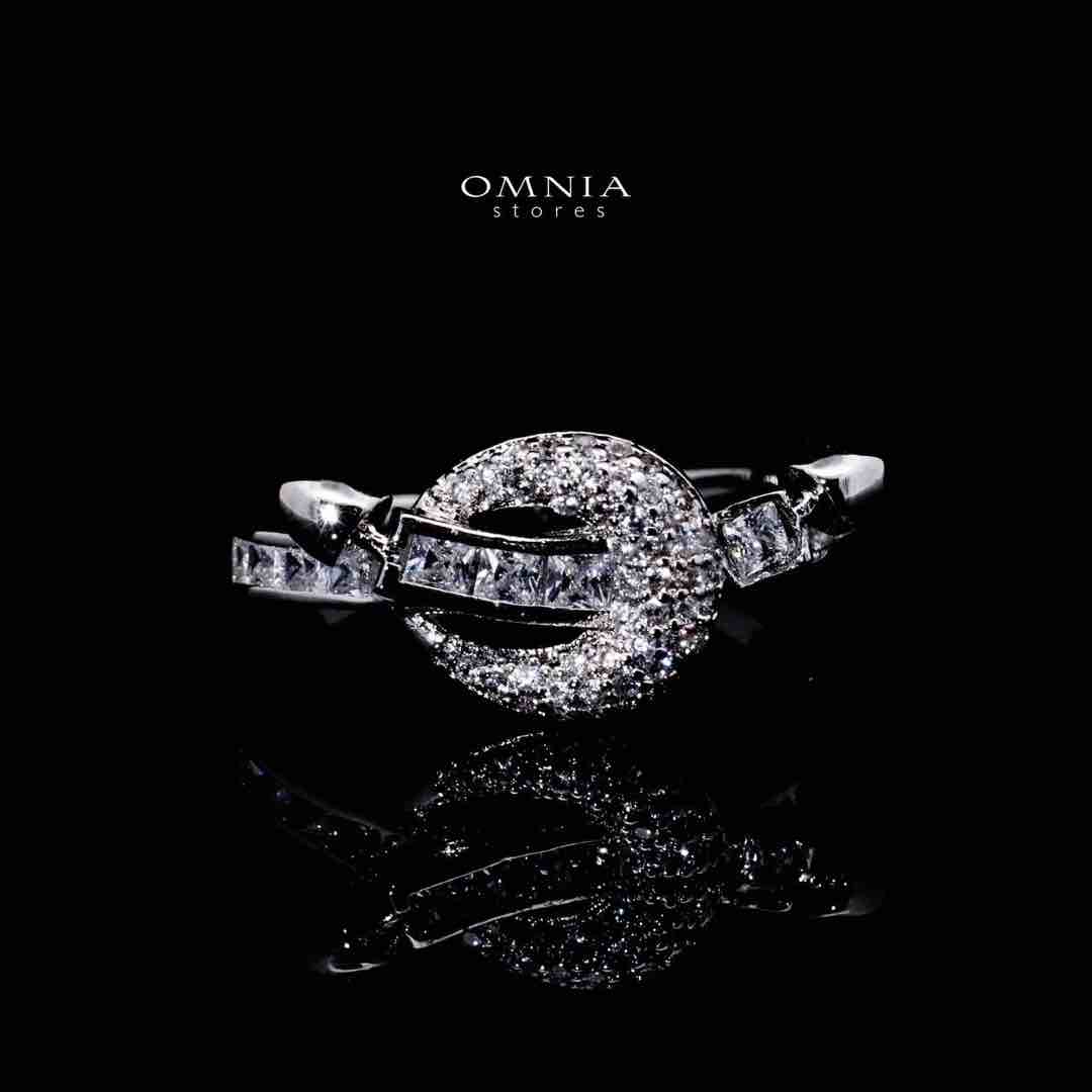 Omnia Zayla Luxury White Bracelet & RIng Set in High Quality Zircon Stone Rhodium Plated