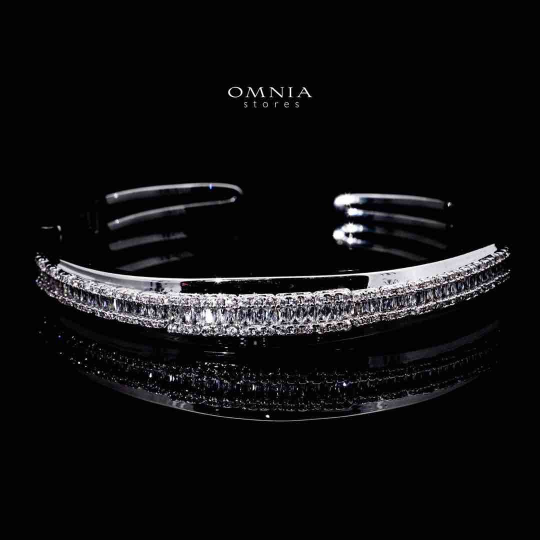Omnia Aminah Luxury White Bracelet & RIng Set in High Quality Zircon Stone Rhodium Plated