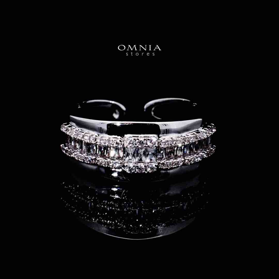 Omnia Aminah Luxury White Bracelet & RIng Set in High Quality Zircon Stone Rhodium Plated