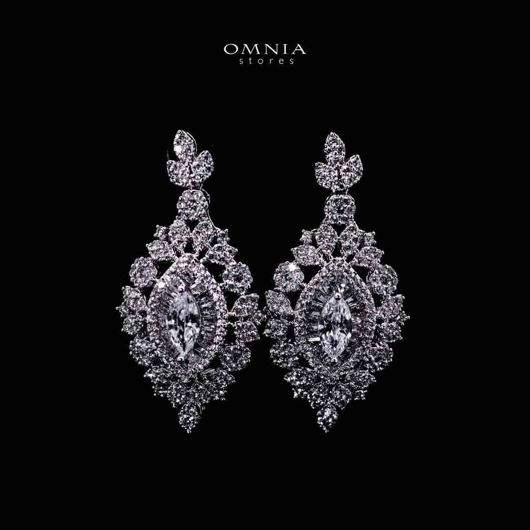 Omnia Lylah Luxury White Necklace, Earrings and Ring Set in High Quality Zircon Stone Rhodium Plated