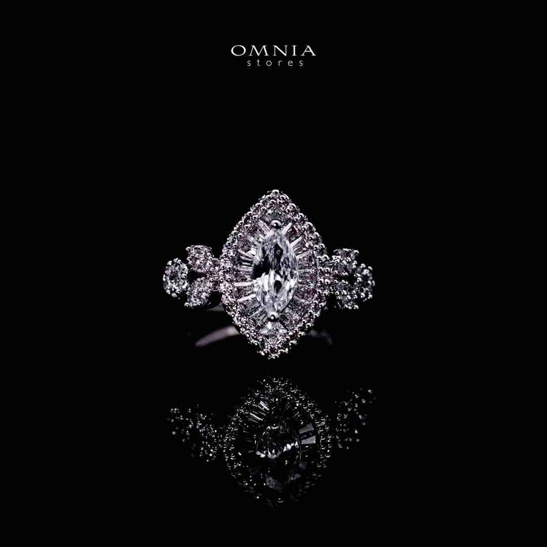 Omnia Lylah Luxury White Necklace, Earrings and Ring Set in High Quality Zircon Stone Rhodium Plated