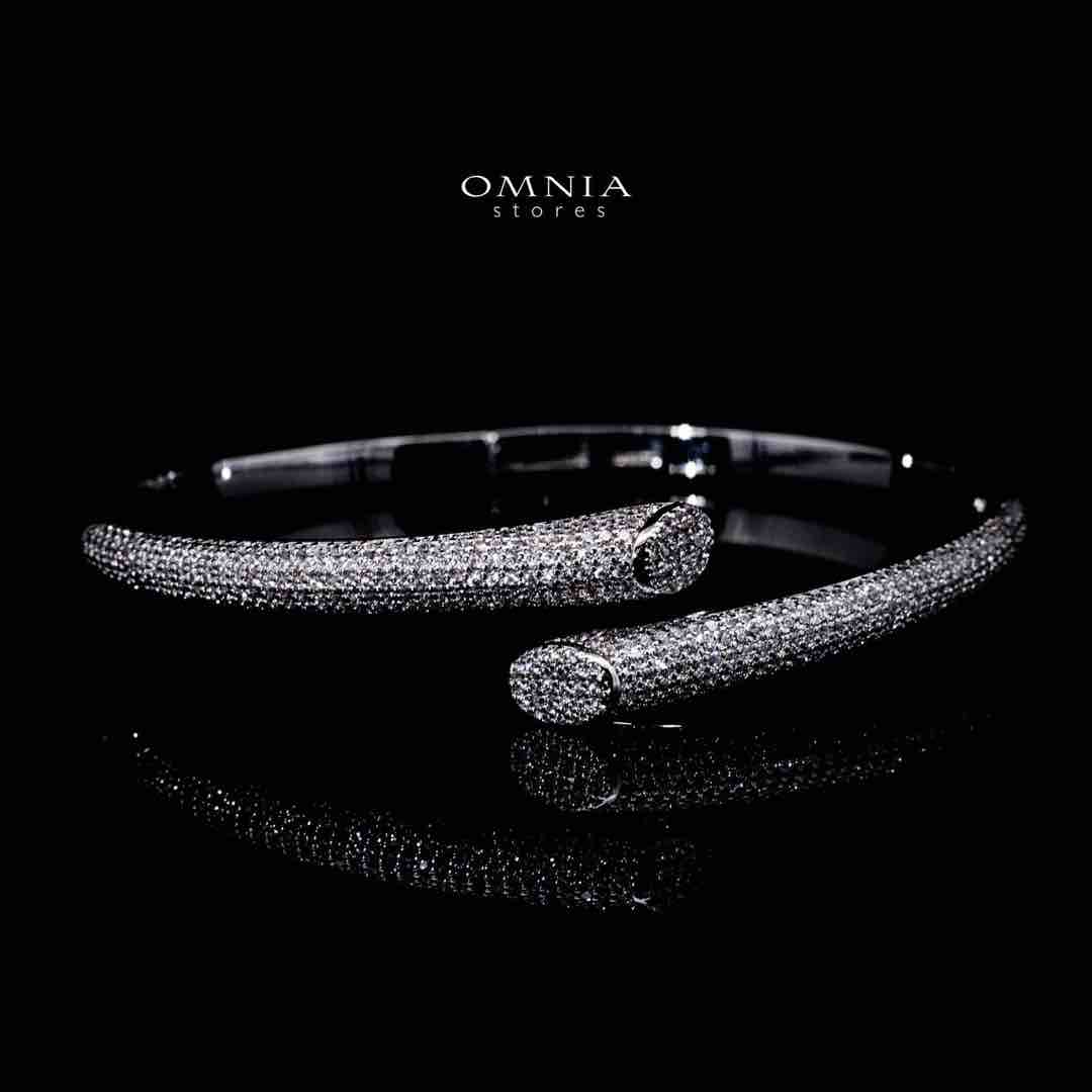 Omnia Aaqilah Luxury White Bracelet & Ring Set in High Quality Zircon Stone Rhodium Plated