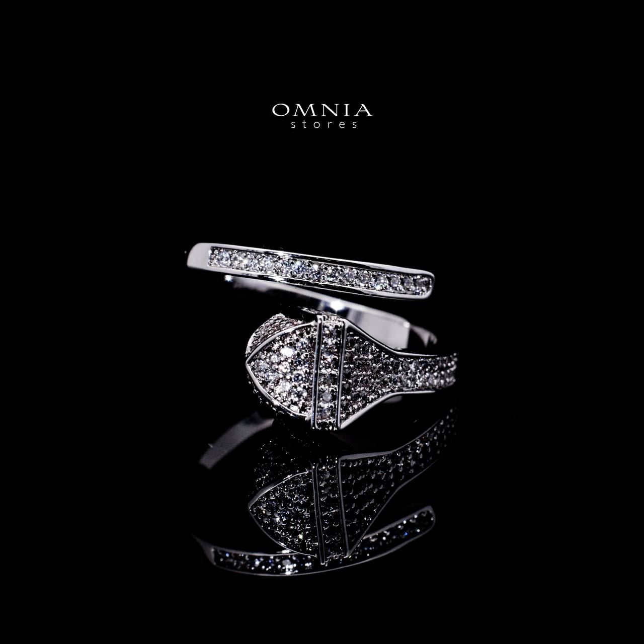 Omnia Baiza Luxury White Bracelet & RIng Set in High Quality Zircon Stone Rhodium Plated