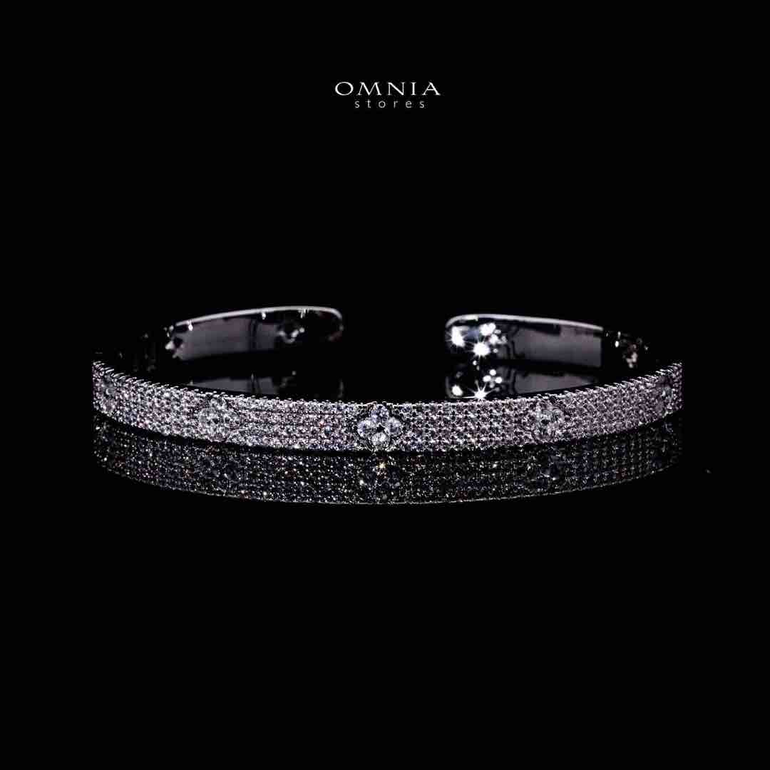Omnia Daanya Luxury White Bracelet & RIng Set in High Quality Zircon Stone Rhodium Plated