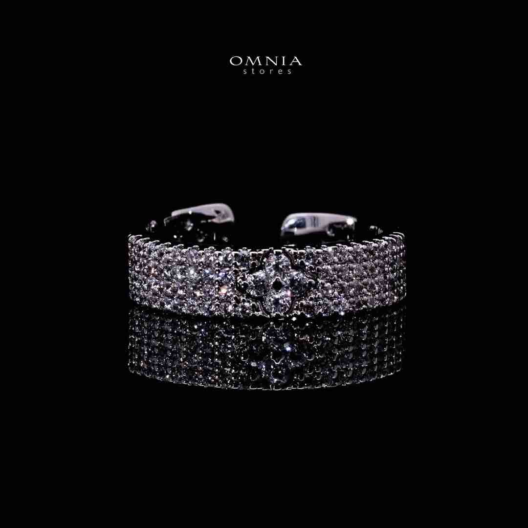 Omnia Daanya Luxury White Bracelet & RIng Set in High Quality Zircon Stone Rhodium Plated