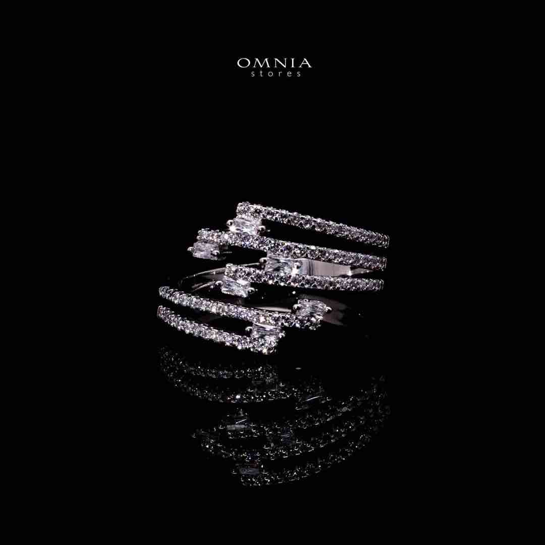 Omnia Daleela Luxury White Bracelet & RIng Set in High Quality Zircon Stone Rhodium Plated
