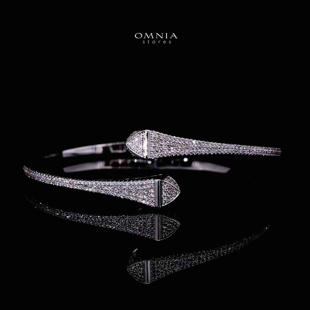 Omnia Daliya Luxury White Bracelet & RIng Set in High Quality Zircon Stone Rhodium Plated