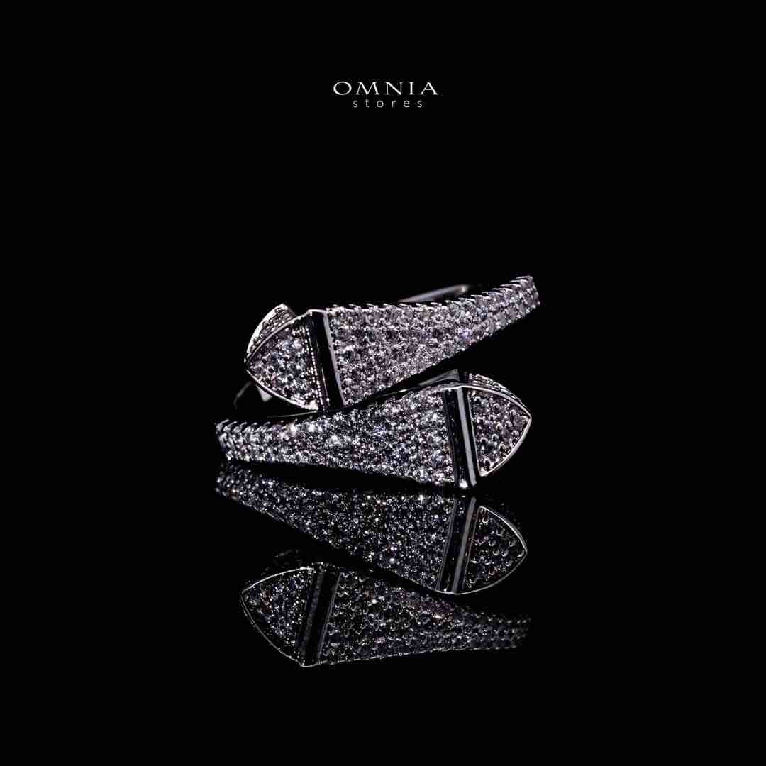 Omnia Daliya Luxury White Bracelet & RIng Set in High Quality Zircon Stone Rhodium Plated