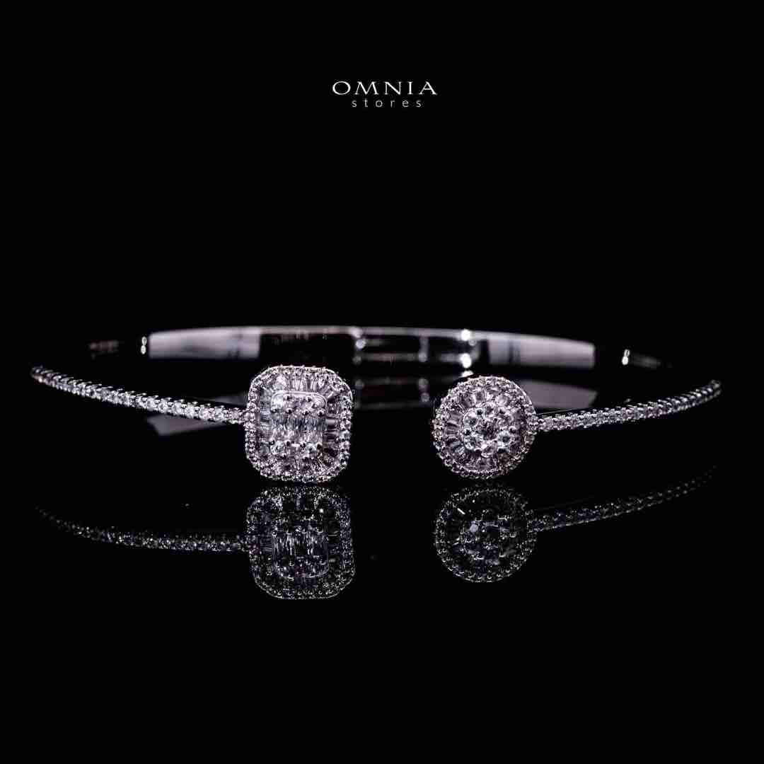 Omnia Afifah Luxury White Bracelet & RIng Set in High Quality Zircon Stone Rhodium Plated