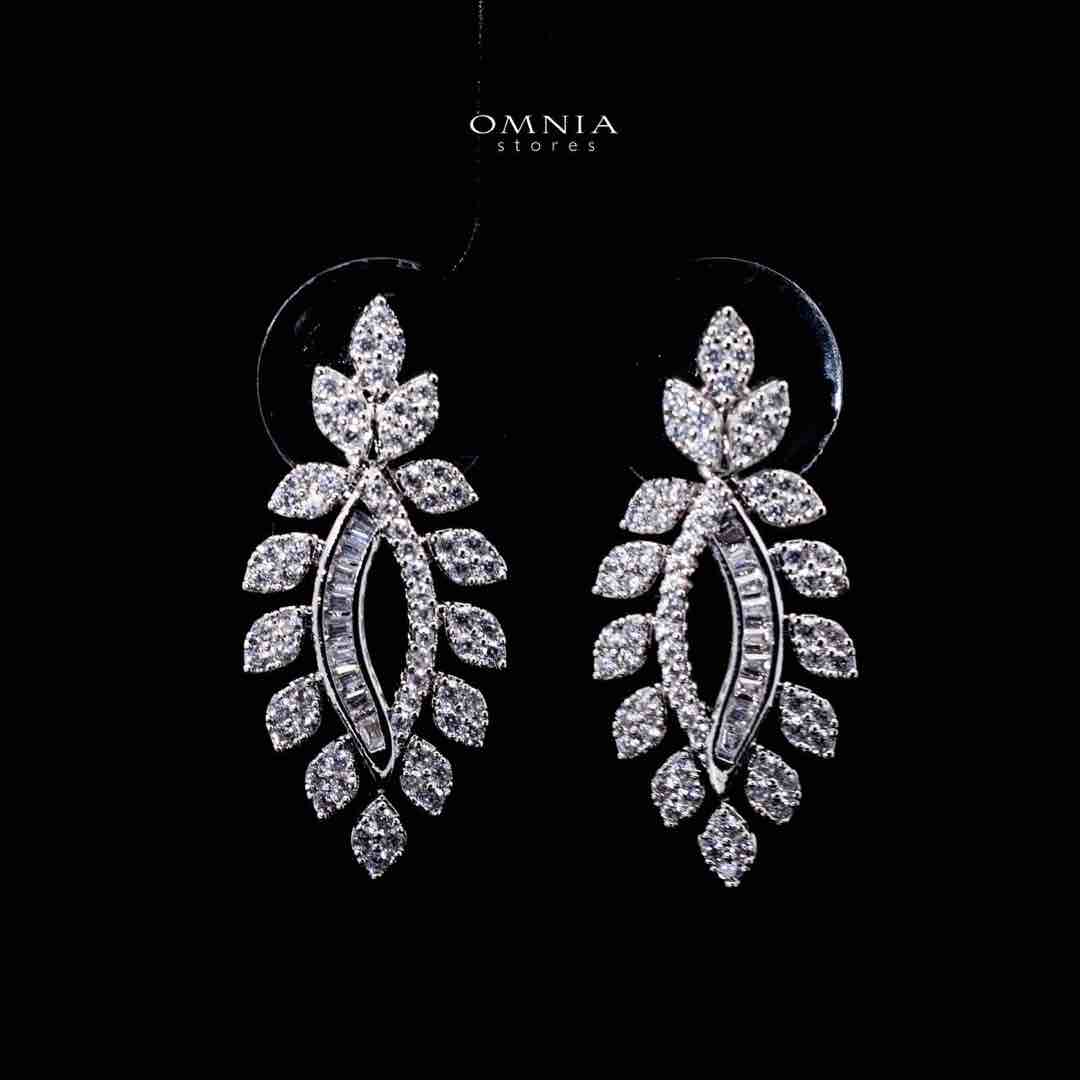 Omnia Leilah Luxury White Necklace, Earrings & Ring Set in High Quality Zircon Stone Rhodium Plated