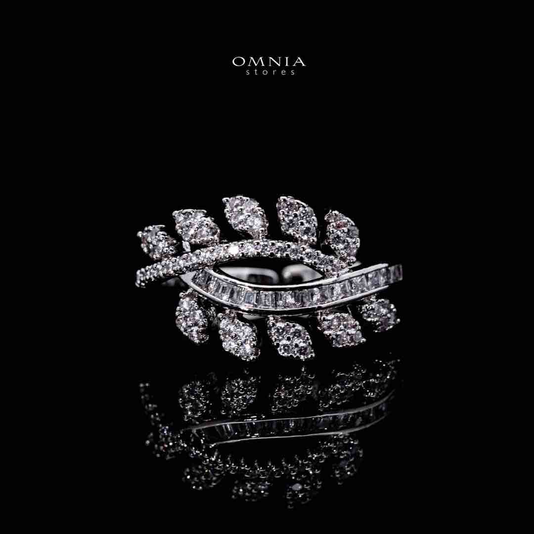 Omnia Leilah Luxury White Necklace, Earrings & Ring Set in High Quality Zircon Stone Rhodium Plated