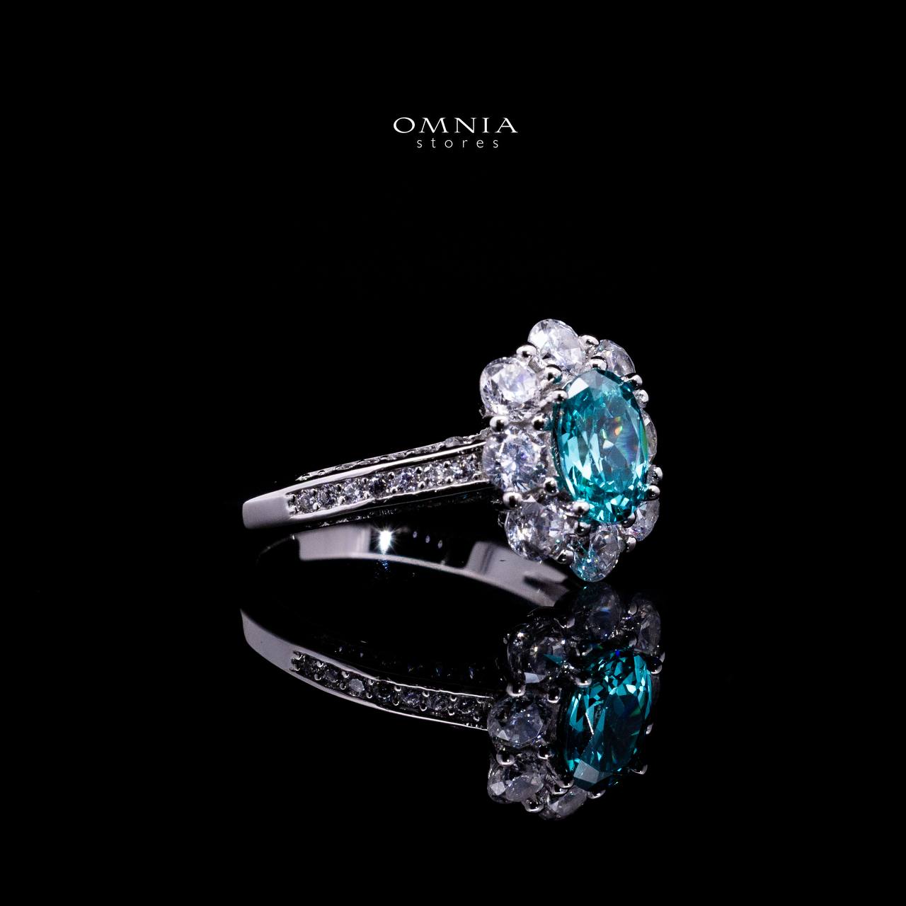 Omnia Mashael Sky Blue Silver RIng 925 Silver in High Quality Simulated Diamonds