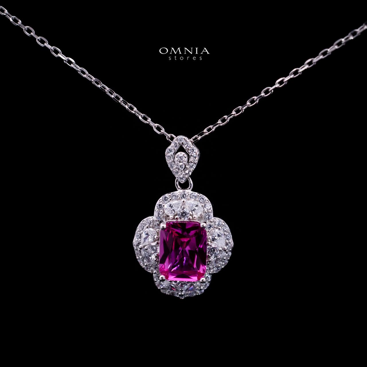 Omnia Raeya Purple Silver Pendant Necklace in 925 Silver with High Quality Simulated Diamonds