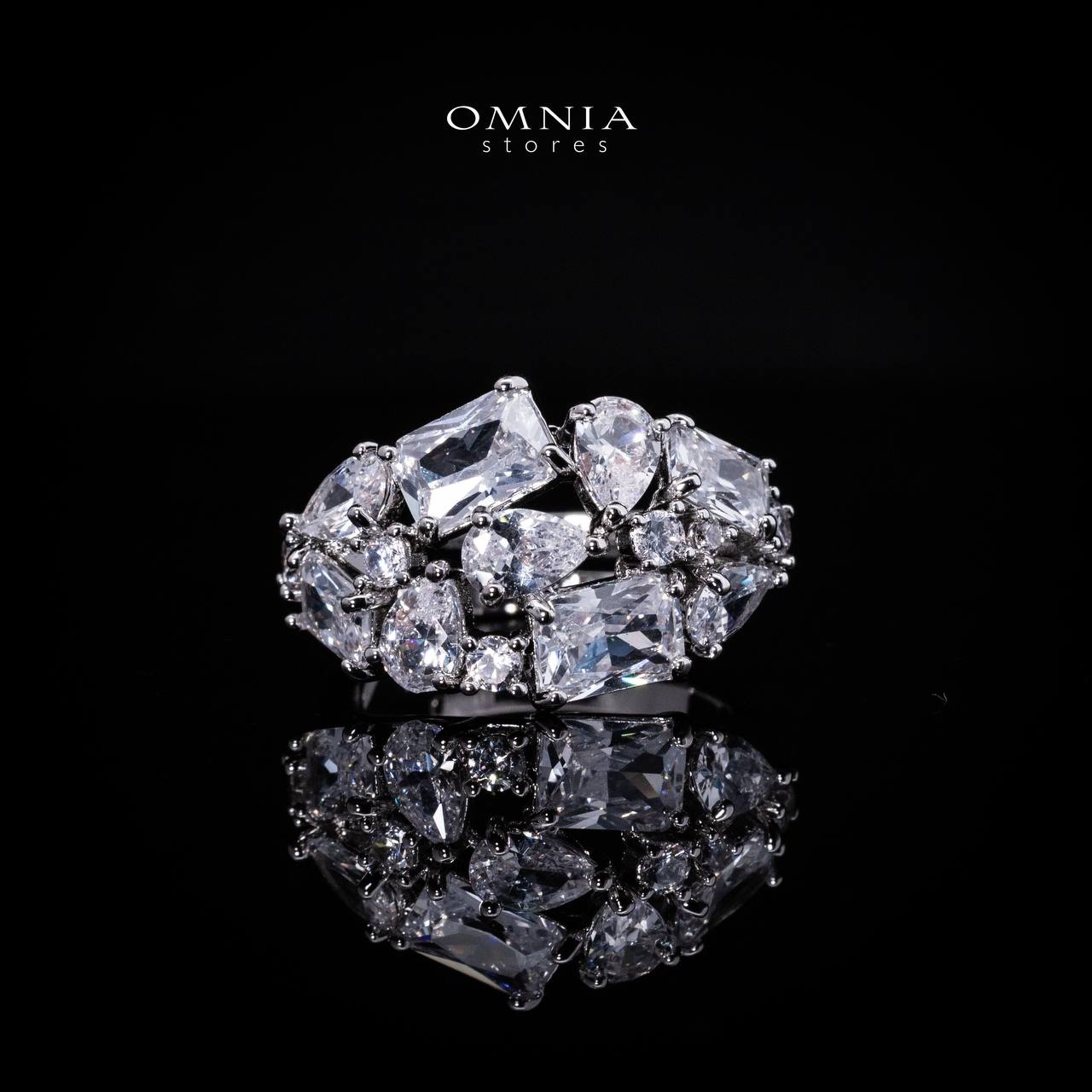 Omnia Anastasia White Luxury Bridal Full Set in High Quality Zircon Stone in Rhodium Plated