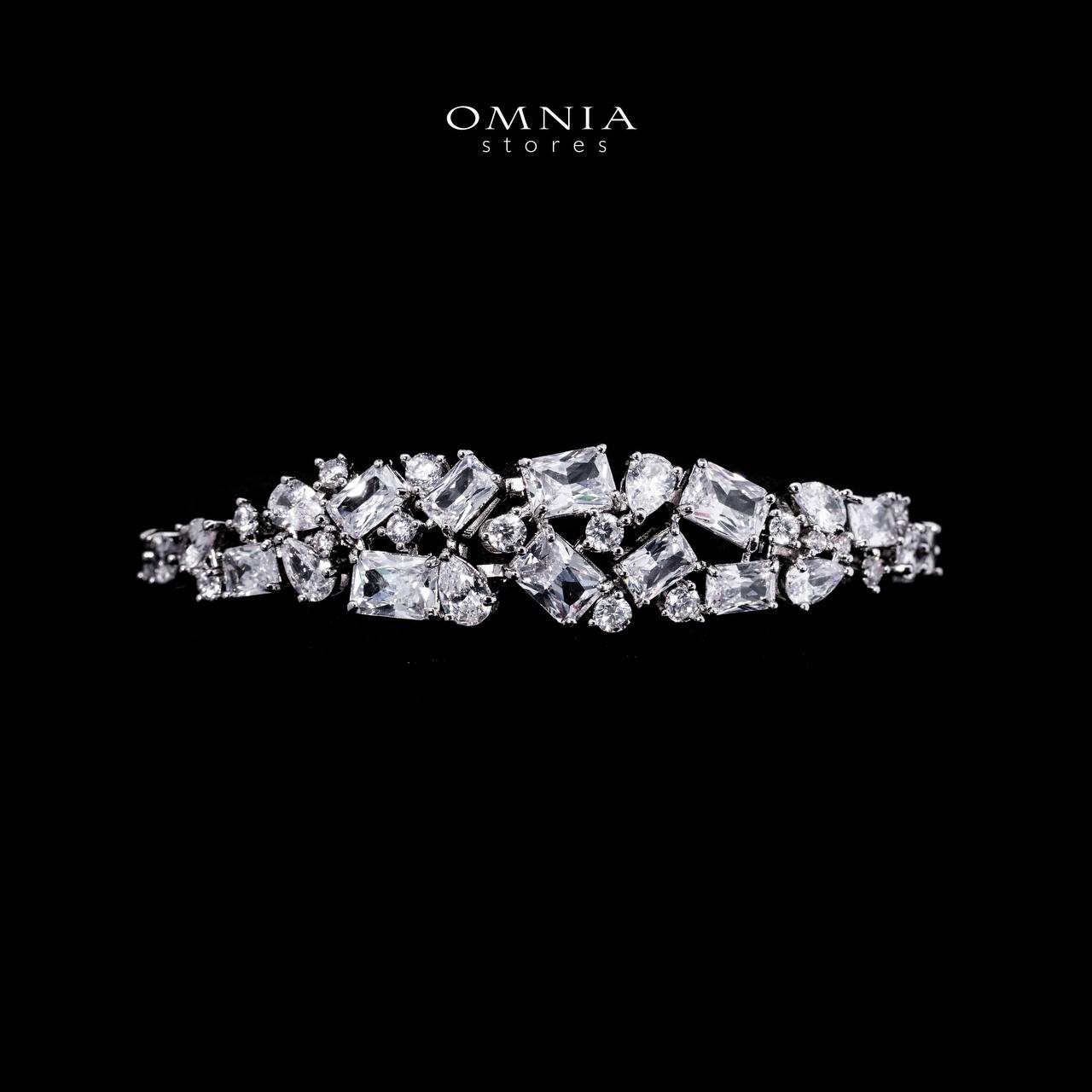 Omnia Anastasia White Luxury Bridal Full Set in High Quality Zircon Stone in Rhodium Plated