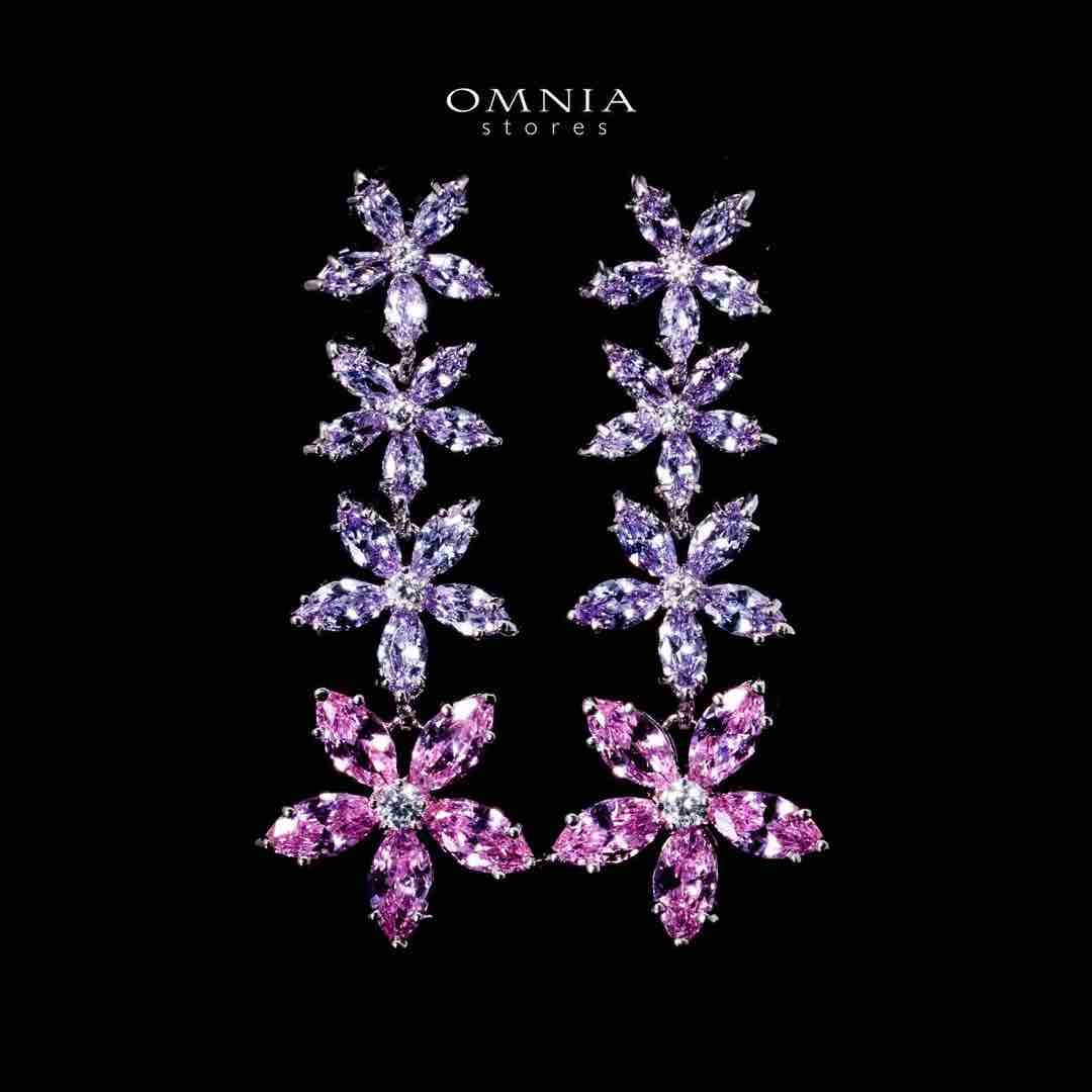Omnia Yusra Pink and Purple Bridal Full Set in High Quality Simulated Diamonds - OMNIASTORES UAE