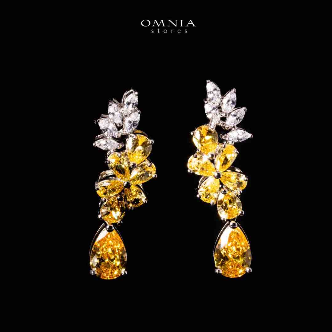 Omnia Nourah Yellow Luxury Bridal Full Set in High Quality Zircon Stone in Rhodium Plated - OMNIASTORES UAE