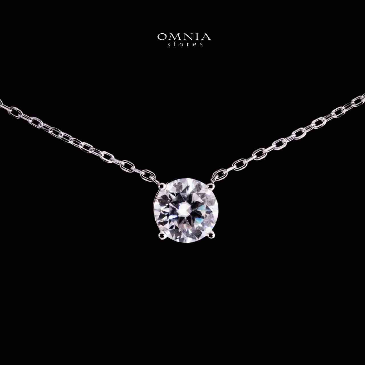 Omnia Emira Silver Pendant Necklace in 925 Silver With High Quality GRA Certified White Moissanite Stones