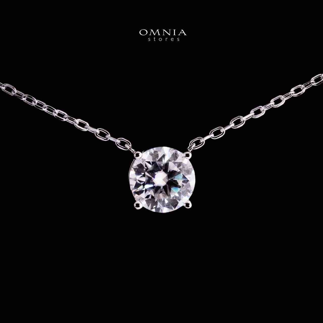 Omnia Emira Silver Pendant Necklace in 925 Silver With High Quality GRA Certified White Moissanite Stones