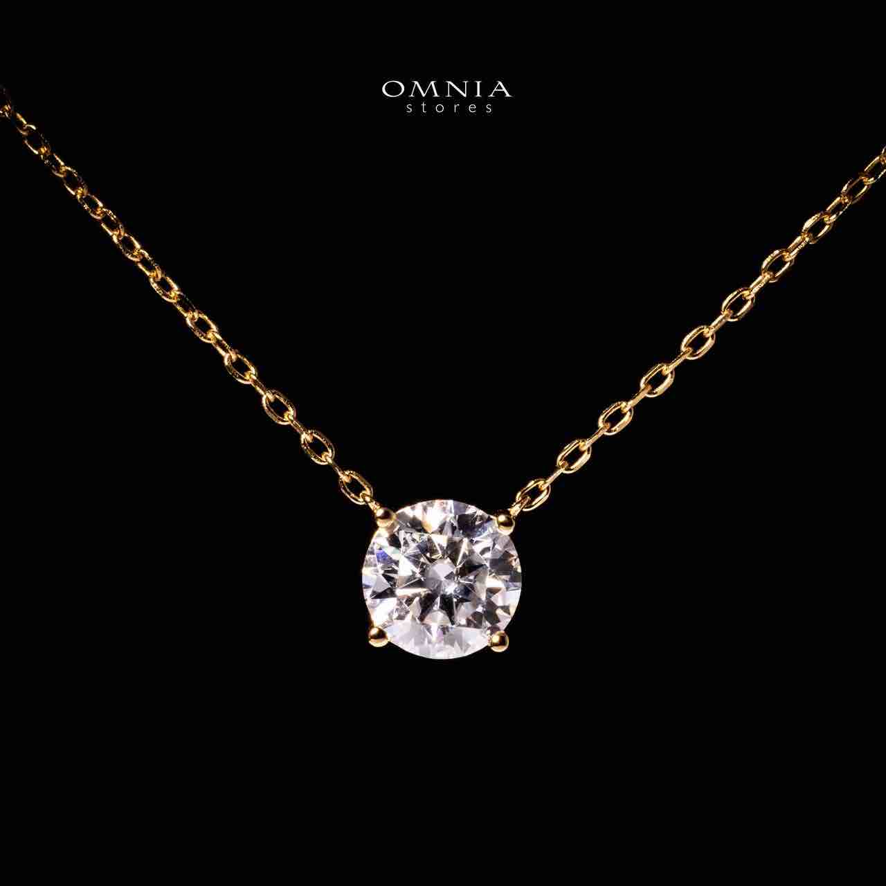 Omnia Emira Gold Pendant Necklace in 925 Silver With High Quality GRA Certified White Moissanite Stones