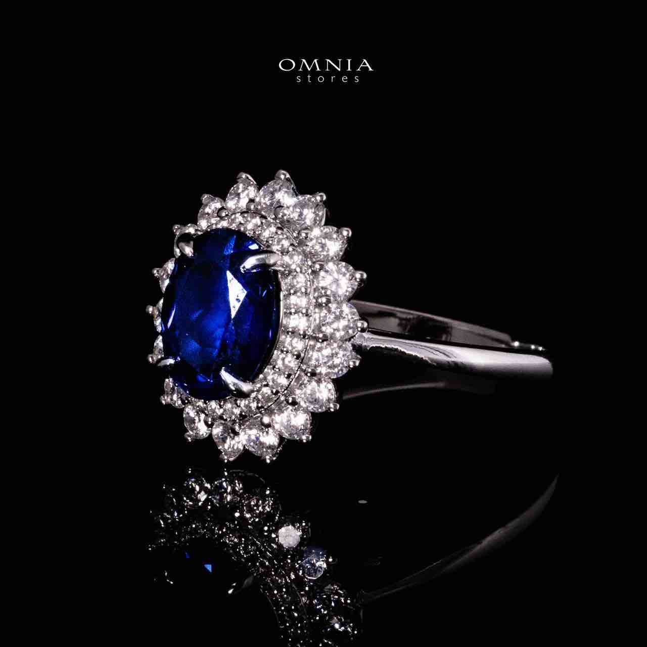 Omnia Mena Silver Ring in 925 Silver With GRC Certifited High Quality Sapphire Blue Lab Grown Stones - OMNIASTORES UAE
