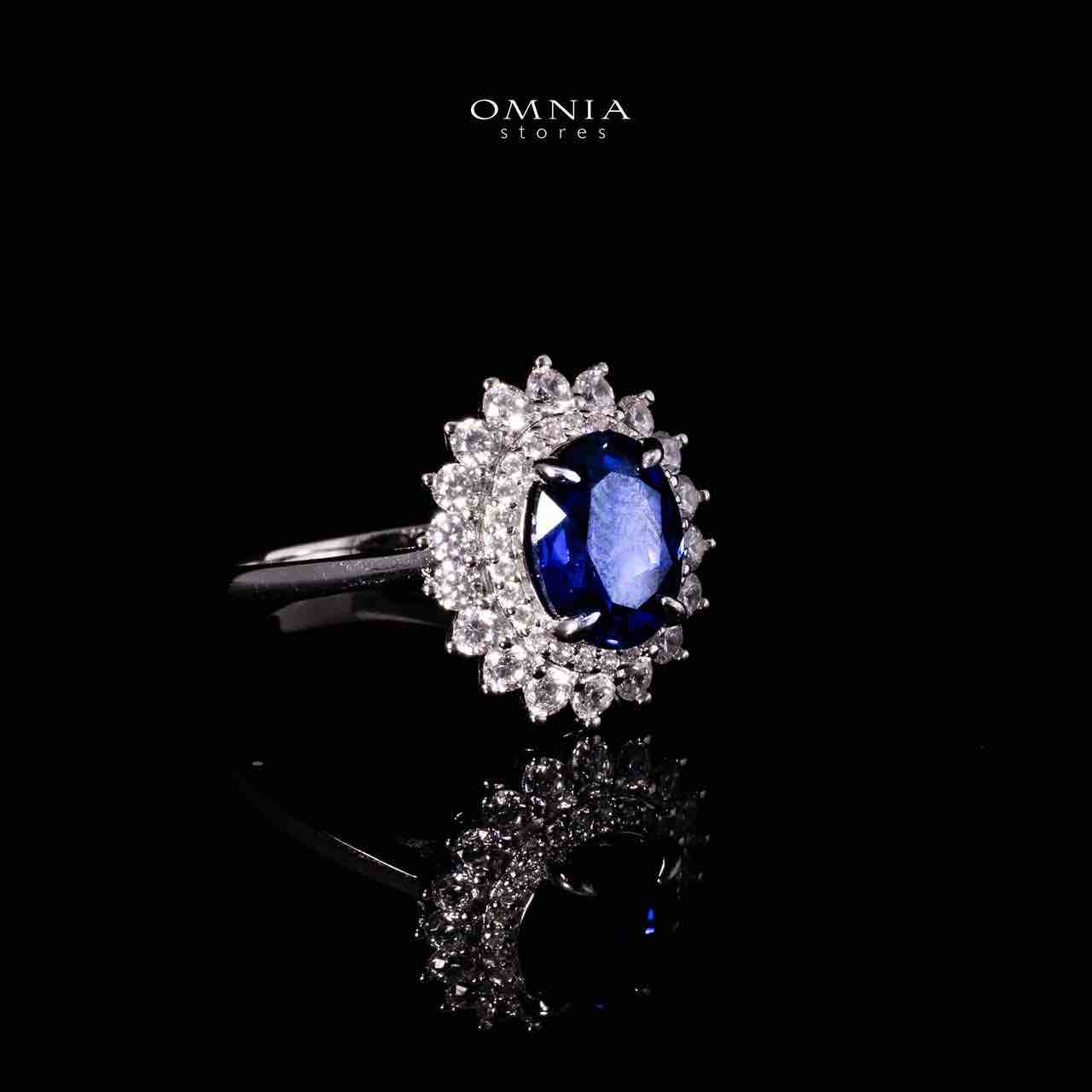 Omnia Mena Silver Ring in 925 Silver With GRC Certifited High Quality Sapphire Blue Lab Grown Stones - OMNIASTORES UAE