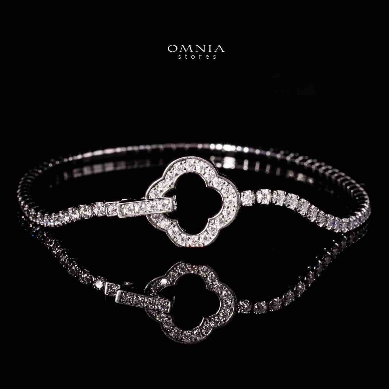 Omnia Emma White Silver Bracelet in 925 Silver with High-Quality Moissanite Stones
