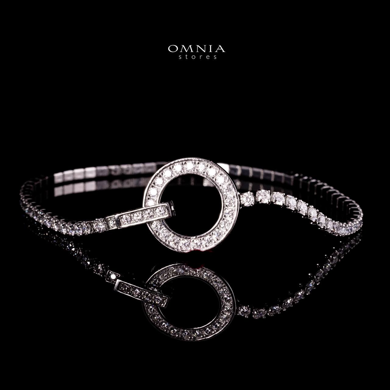 Omnia Emma White Round Silver Bracelet in 925 Silver with High-Quality Moissanite Stones