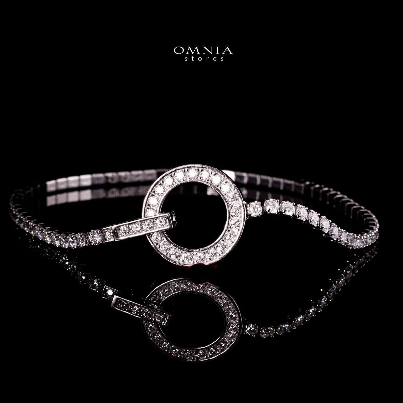 Omnia Emma White Round Silver Bracelet in 925 Silver with High-Quality Moissanite Stones