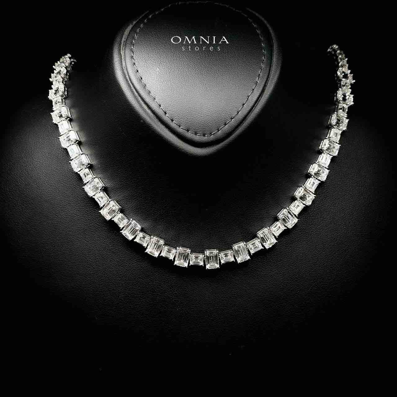 Omnia Nayra White Necklace With High Quality Lab Crafted Stones In 925 Silver