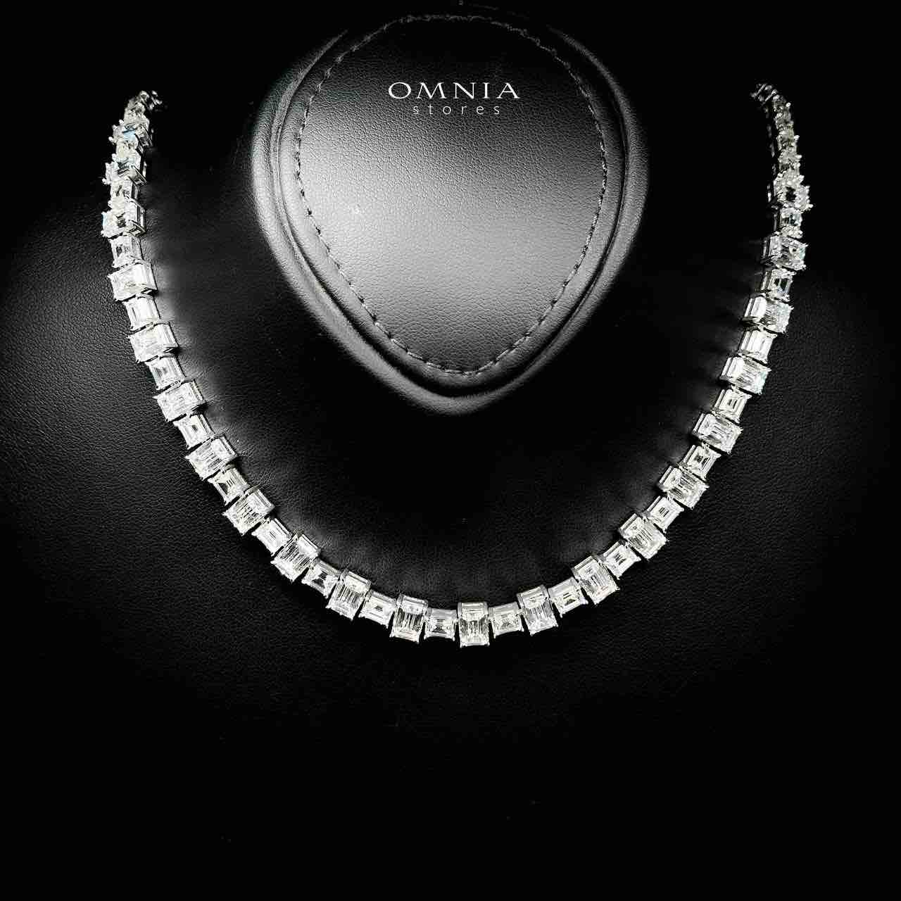 Omnia Nayra White Necklace With High Quality Lab Crafted Stones In 925 Silver