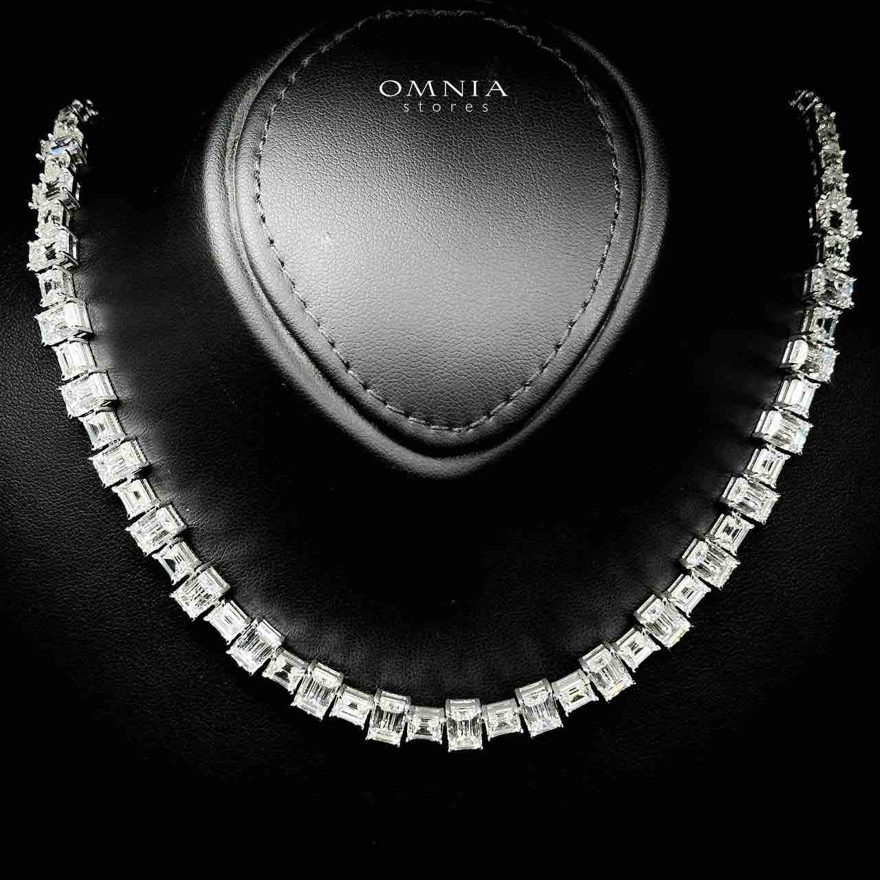 Omnia Nayra White Necklace With High Quality Lab Crafted Stones In 925 Silver