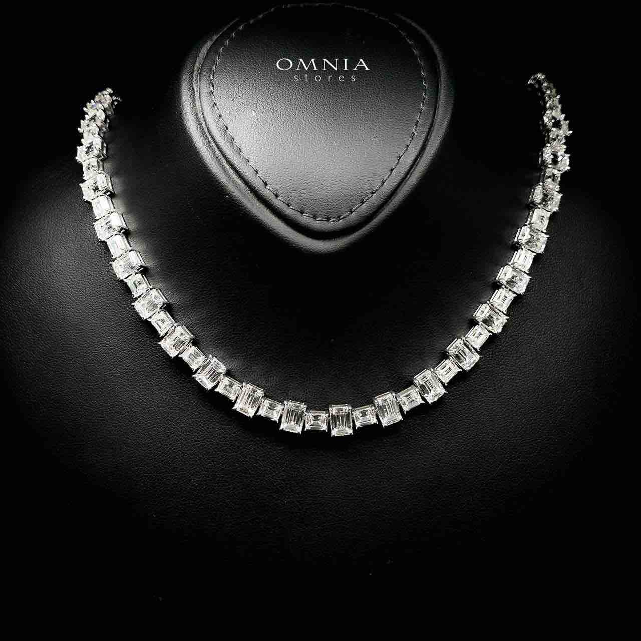 Omnia Nayra White Necklace With High Quality Lab Crafted Stones In 925 Silver - OMNIASTORES UAE